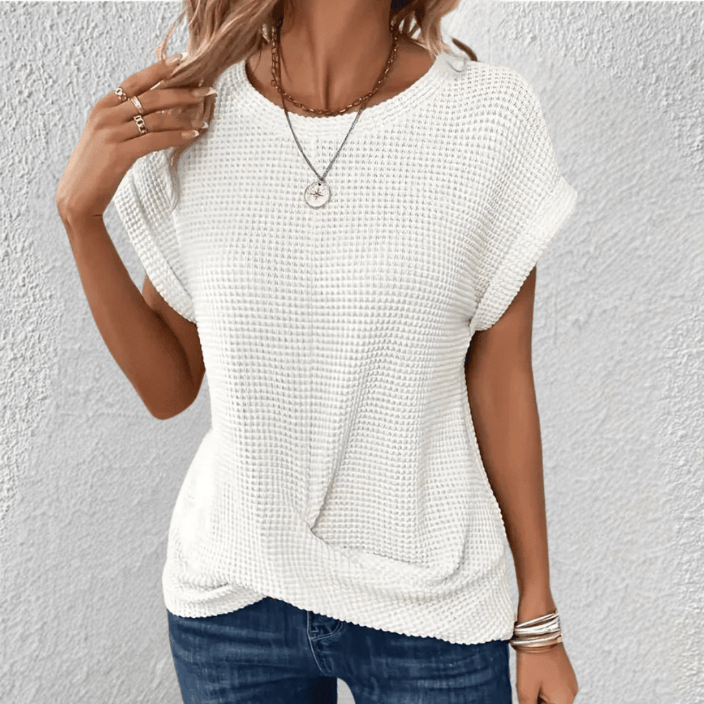 Soril | Tummy Tucking Waffle - knit top - Nalani - Fashion Clothing and Decor