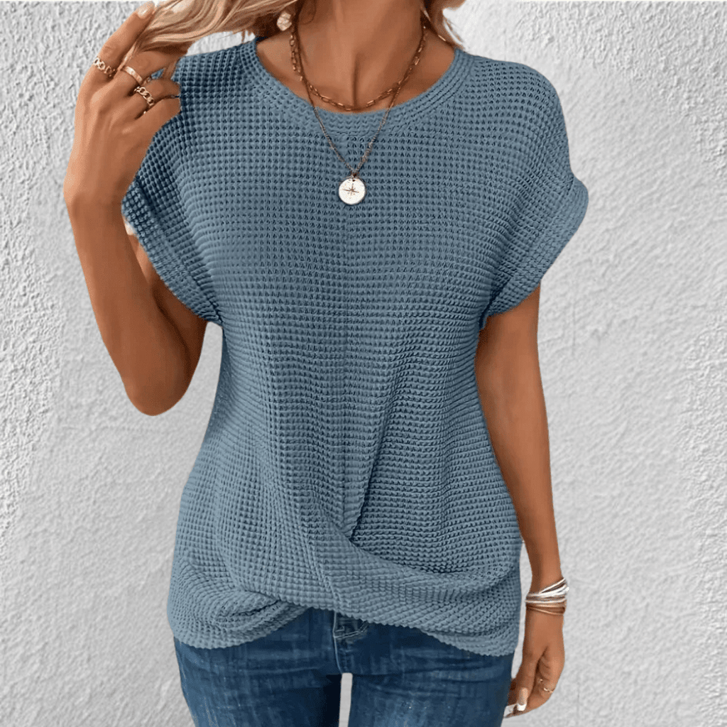 Soril | Tummy Tucking Waffle - knit top - Nalani - Fashion Clothing and Decor