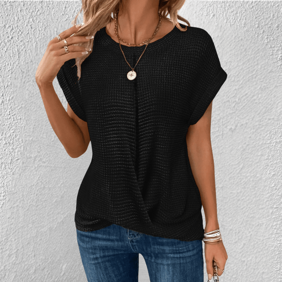 Soril | Tummy Tucking Waffle - knit top - Nalani - Fashion Clothing and Decor