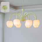 Spring Matcha Tulip Chandelier With White Glass Lampshade - Nalani - UK Fashion Clothing and Decor