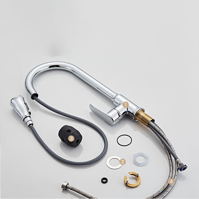 Stainless Steel Bridge Faucet With Pull Down Sprayer - Nalani - UK Fashion Clothing and Decor