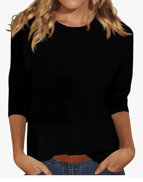 Stella | Women's Crew Neck 3/4 Sleeve Casual Everyday Top Soft Cotton - Nalani - Fashion Clothing and Decor