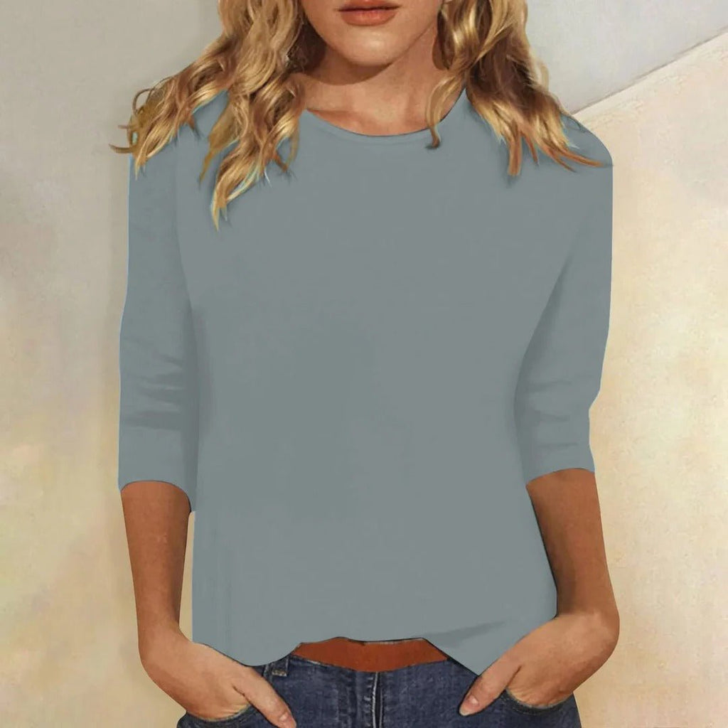 Stella | Women's Crew Neck 3/4 Sleeve Casual Everyday Top Soft Cotton - Nalani - Fashion Clothing and Decor