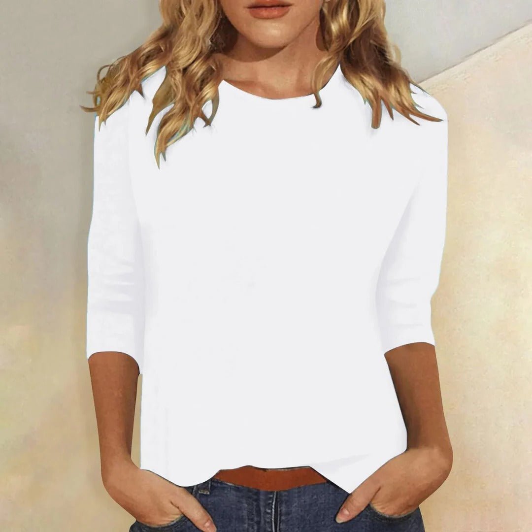 Stella | Women's Crew Neck 3/4 Sleeve Casual Everyday Top Soft Cotton - Nalani - Fashion Clothing and Decor