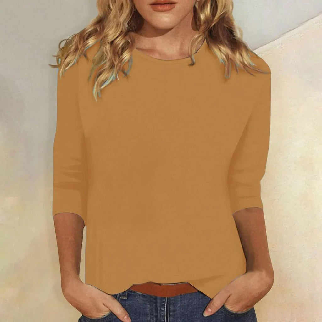 Stella | Women's Crew Neck 3/4 Sleeve Casual Everyday Top Soft Cotton - Nalani - Fashion Clothing and Decor