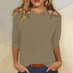 Stella | Women's Crew Neck 3/4 Sleeve Casual Everyday Top Soft Cotton - Nalani - Fashion Clothing and Decor