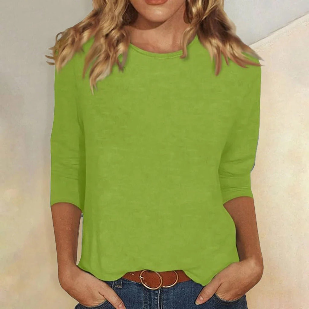Stella | Women's Crew Neck 3/4 Sleeve Casual Everyday Top Soft Cotton - Nalani - Fashion Clothing and Decor