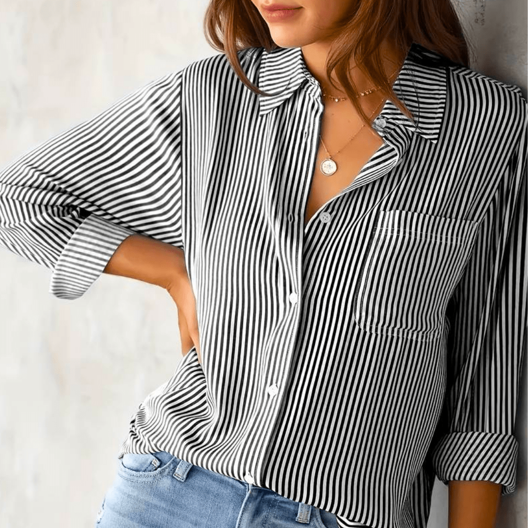 Striped Women’s Blouse – Modern Chic Office & Casual Top - Nalani - Fashion Clothing and Decor