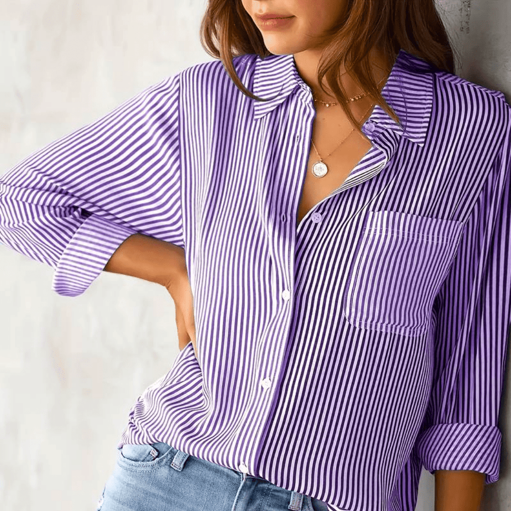 Striped Women’s Blouse – Modern Chic Office & Casual Top - Nalani - Fashion Clothing and Decor