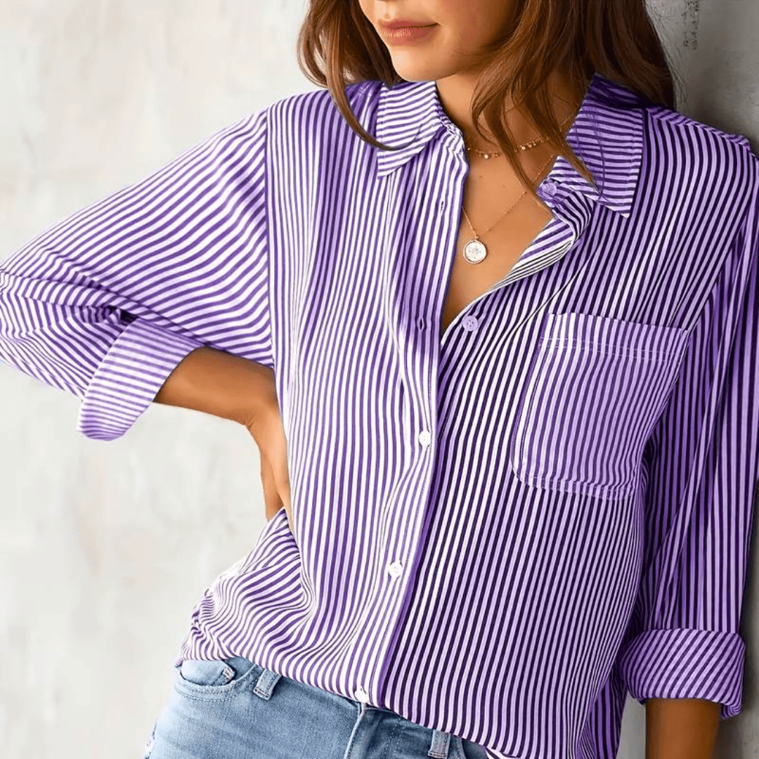 Striped Women’s Blouse – Modern Chic Office & Casual Top - Nalani - Fashion Clothing and Decor