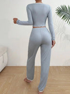 Sweet Slumber Pajama Set With V - Neck Top And Lace Trim For Comfort - Nalani - Fashion Clothing and Decor