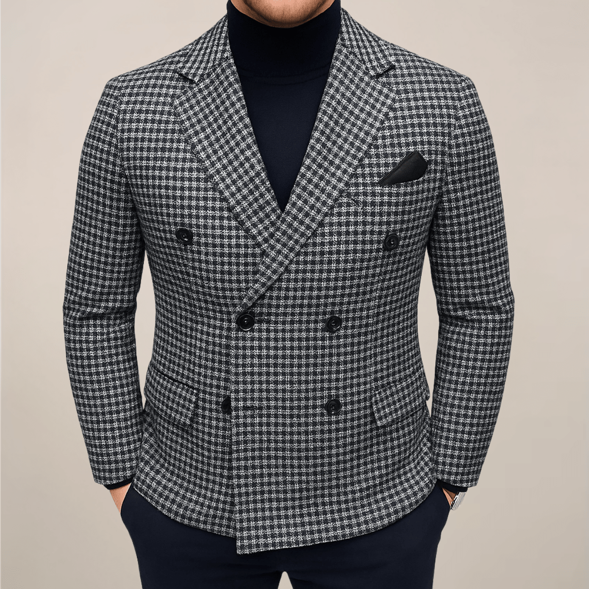 Tailored Double Breasted Checked Blazer For Smart Casual Attire - Nalani - UK Fashion Clothing and Decor