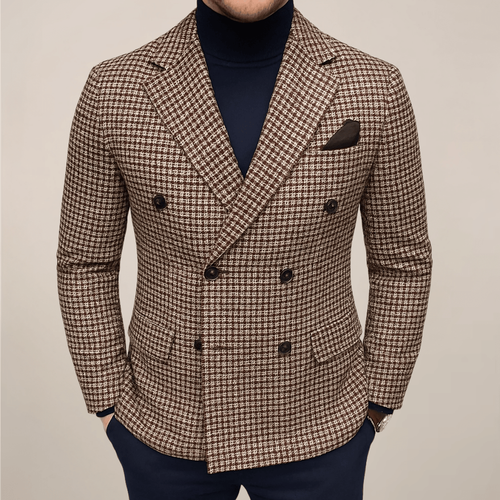 Tailored Double Breasted Checked Blazer For Smart Casual Attire - Nalani - UK Fashion Clothing and Decor