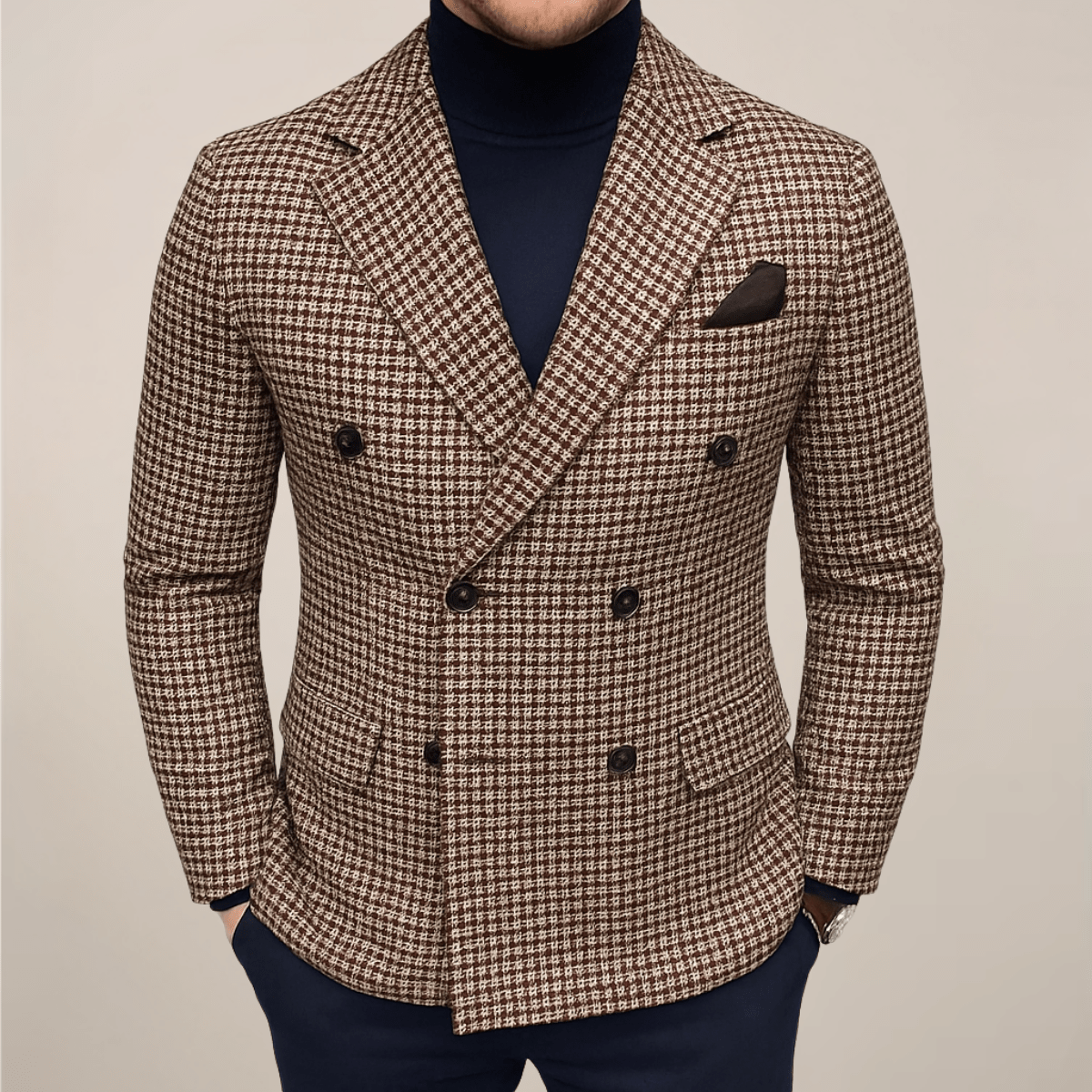 Tailored Double Breasted Checked Blazer For Smart Casual Attire - Nalani - UK Fashion Clothing and Decor