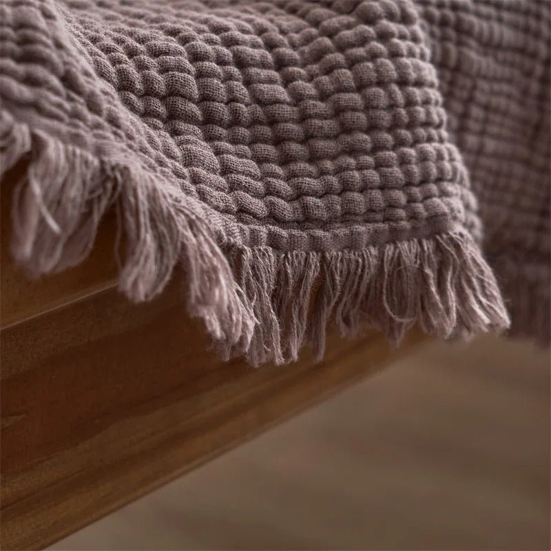 Tassel Cotton Blanket for Cozy Bed and Sofa Comfort - Nalani - UK Fashion Clothing and Decor