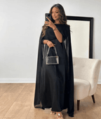 Tayma – Draped Sleeve Abaya In Rich Plum Hue With Cape Sleeves - Nalani - Fashion Clothing and Decor