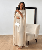 Tayma – Draped Sleeve Abaya In Rich Plum Hue With Cape Sleeves - Nalani - Fashion Clothing and Decor