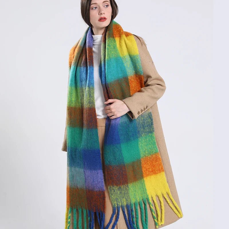 Thick Warm Cashmere Rainbow Scarf For Cozy Winter Days - Nalani - UK Fashion Clothing and Decor