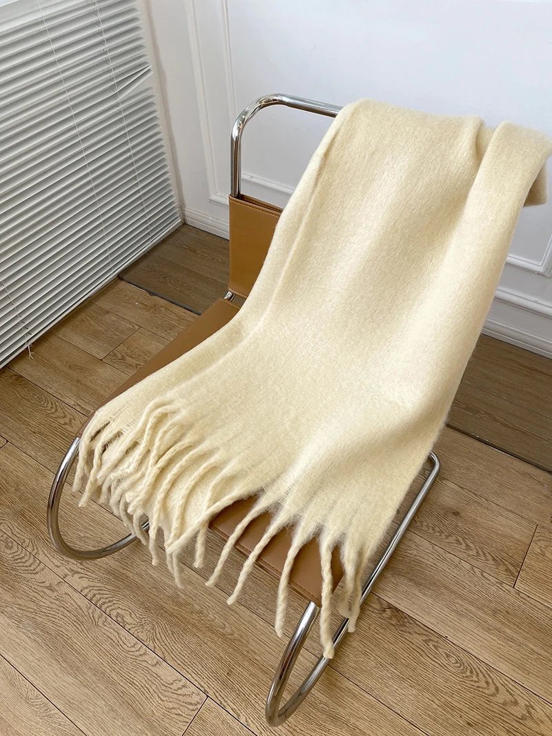 Thick Warm Cashmere Scarf With Long Fringes For Winter - Nalani - UK Fashion Clothing and Decor