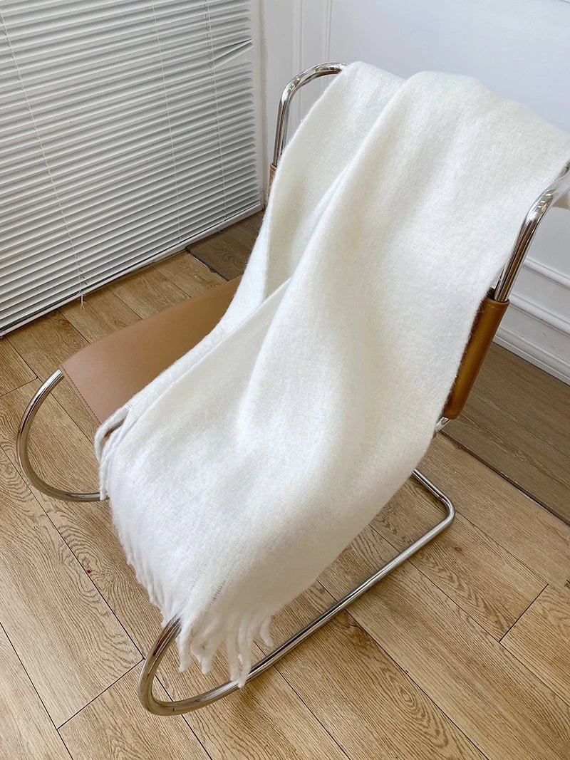 Thick Warm Cashmere Scarf With Long Fringes For Winter - Nalani - UK Fashion Clothing and Decor