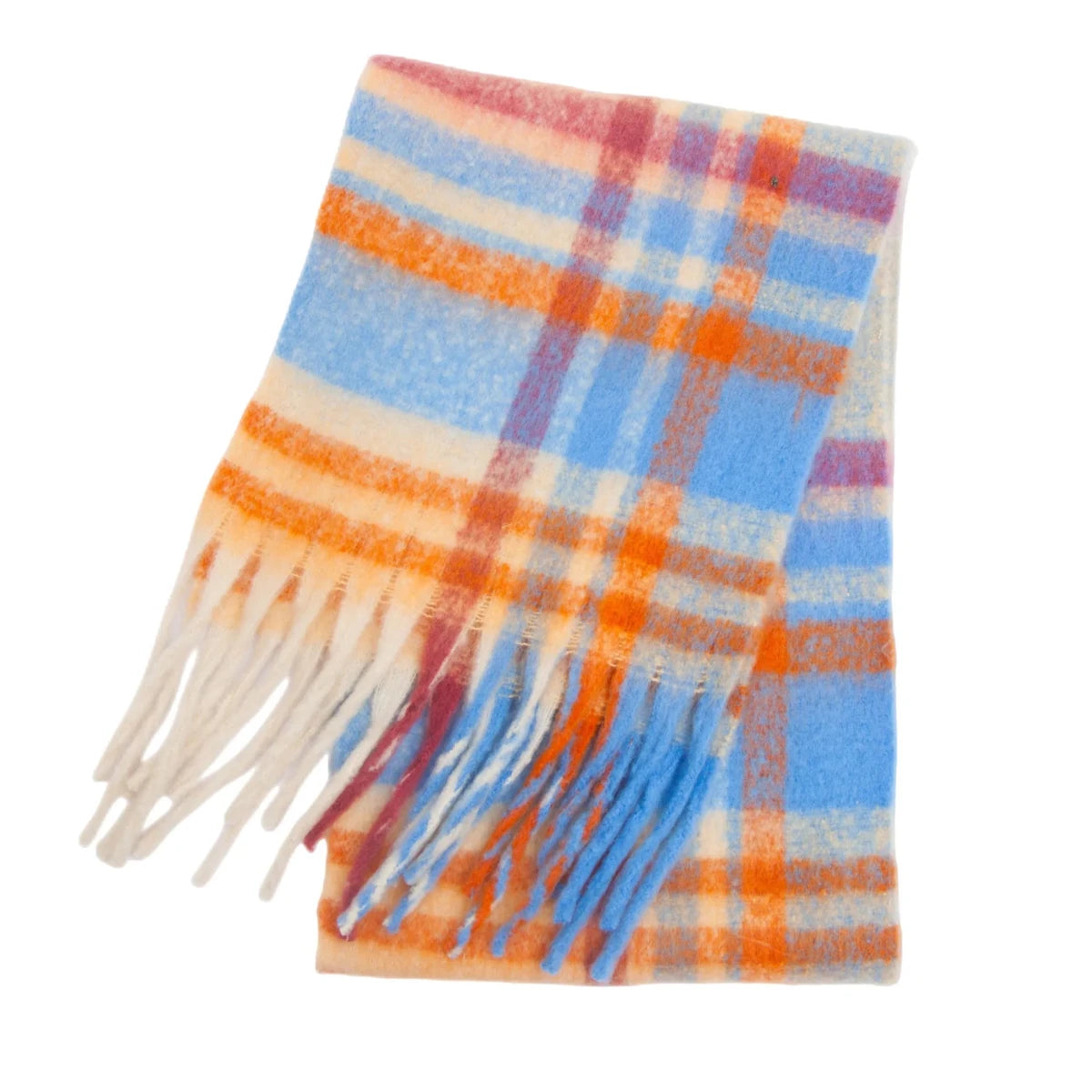 Thick Warm Plaid Cashmere Winter Scarf Rainbow Hues - Nalani - UK Fashion Clothing and Decor