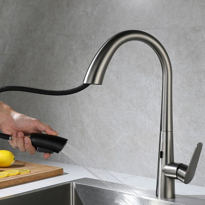 Touchless Gooseneck Kitchen Faucet With Pull Down Sprayer - Nalani - UK Fashion Clothing and Decor