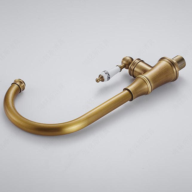 Traditional 1 - Hole Gooseneck Kitchen Faucet Spout Swivel - Nalani - UK Fashion Clothing and Decor
