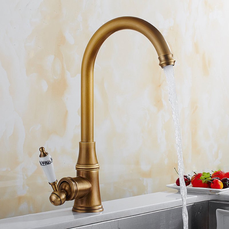 Traditional 1 - Hole Gooseneck Kitchen Faucet Spout Swivel - Nalani - UK Fashion Clothing and Decor