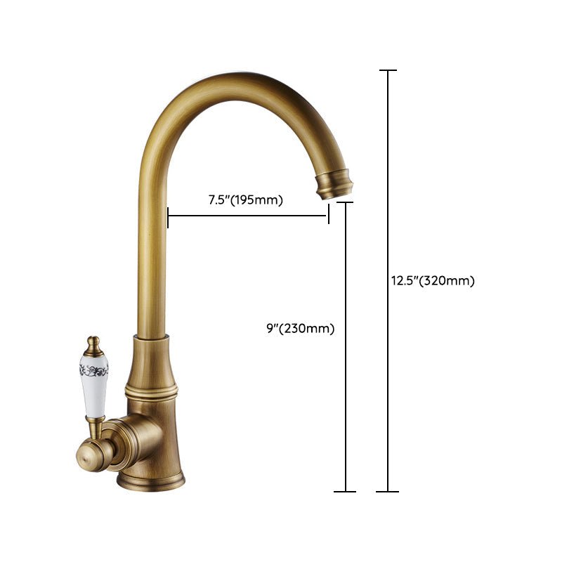 Traditional 1 - Hole Gooseneck Kitchen Faucet Spout Swivel - Nalani - UK Fashion Clothing and Decor