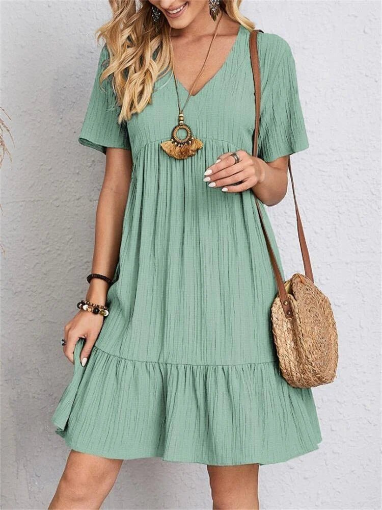 Tummy - Control Retro V - Neck Midi Dress - Nalani - Fashion Clothing and Decor
