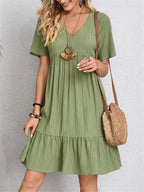 Tummy - Control Retro V - Neck Midi Dress - Nalani - Fashion Clothing and Decor