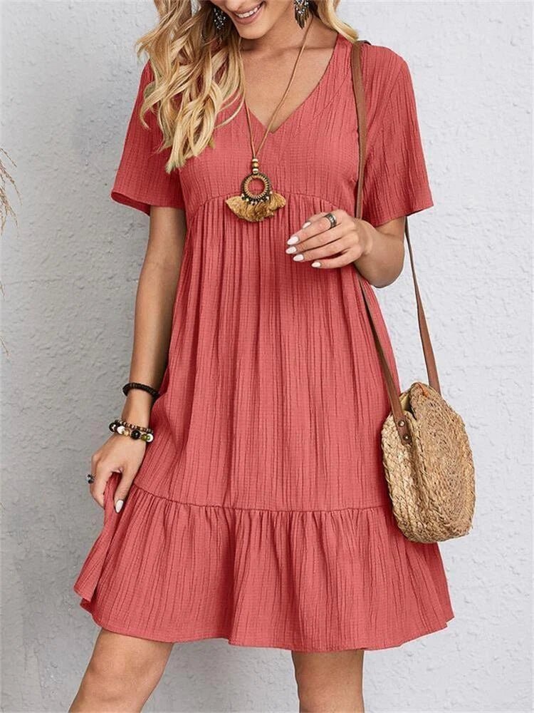 Tummy - Control Retro V - Neck Midi Dress - Nalani - Fashion Clothing and Decor