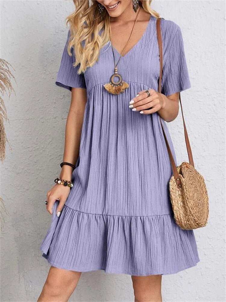 Tummy - Control Retro V - Neck Midi Dress - Nalani - Fashion Clothing and Decor