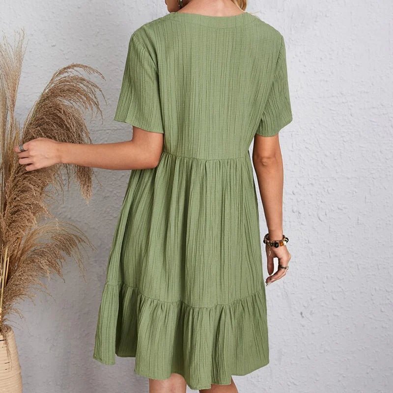 Tummy - Control Retro V - Neck Midi Dress - Nalani - Fashion Clothing and Decor