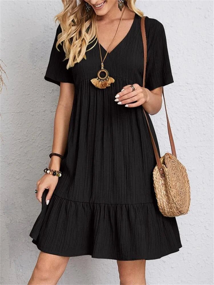 Tummy - Control Retro V - Neck Midi Dress - Nalani - Fashion Clothing and Decor