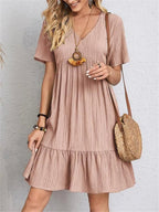 Tummy - Control Retro V - Neck Midi Dress - Nalani - Fashion Clothing and Decor