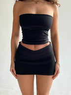 Two Piece Tube Top And Mini Skirt Set For Summer Clubwear - Nalani - UK and AUS Fashion Clothing and Decor