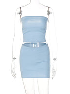 Two Piece Tube Top And Mini Skirt Set For Summer Clubwear - Nalani - UK and AUS Fashion Clothing and Decor