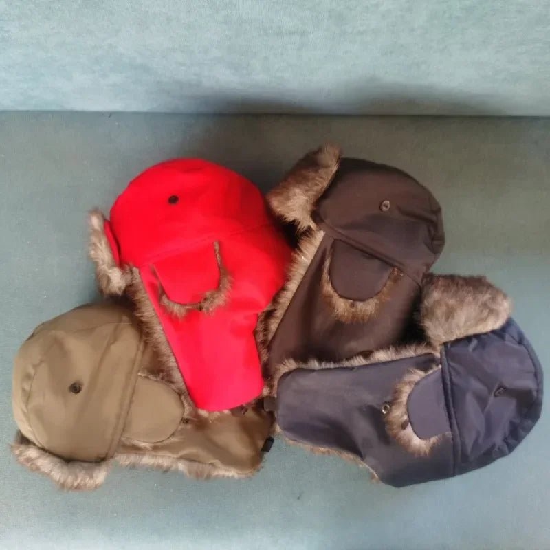 Unisex Winter Ushanka Bomber Hat With Faux Fur Earflaps - Nalani - UK Fashion Clothing and Decor