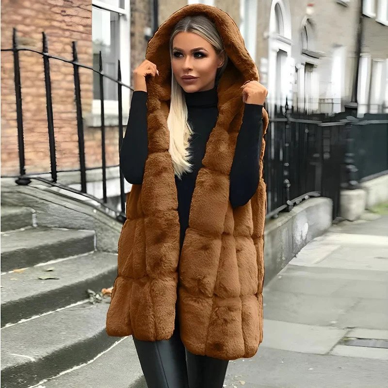 Urban Hooded Sleeveless Vest for Women Casual Winter Wear - Nalani - UK Fashion Clothing and Decor