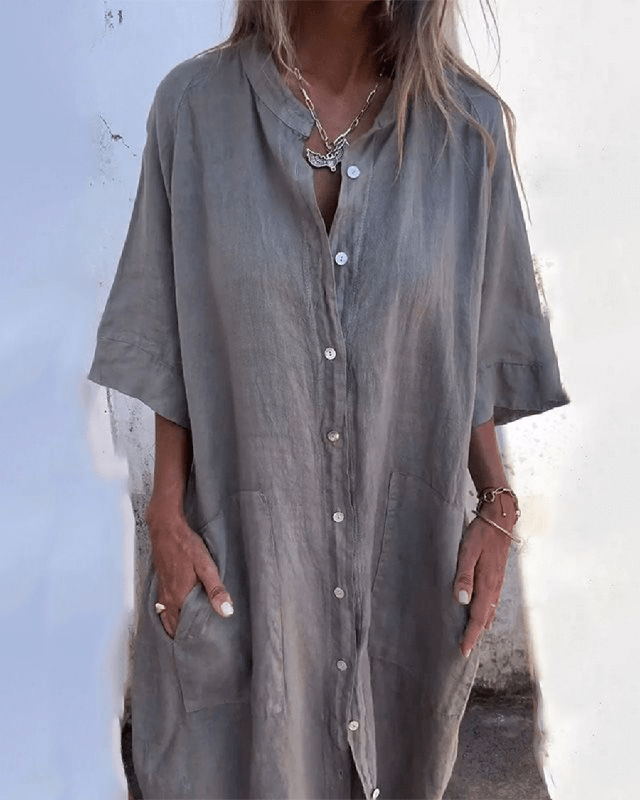 Valerie | Boho Shirt Dress Relaxed Fit With Breathable Draped Shape - Nalani - Fashion Clothing and Decor