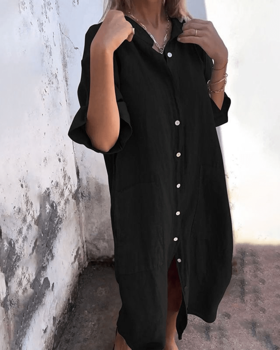 Valerie | Boho Shirt Dress Relaxed Fit With Breathable Draped Shape - Nalani - Fashion Clothing and Decor