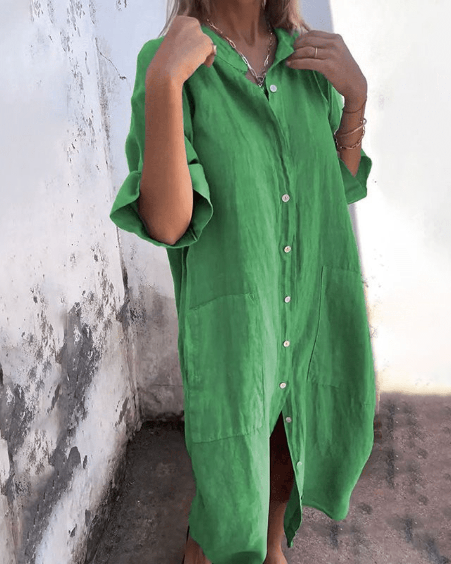 Valerie | Boho Shirt Dress Relaxed Fit With Breathable Draped Shape - Nalani - Fashion Clothing and Decor