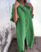 Valerie | Boho Shirt Dress Relaxed Fit With Breathable Draped Shape - Nalani - Fashion Clothing and Decor
