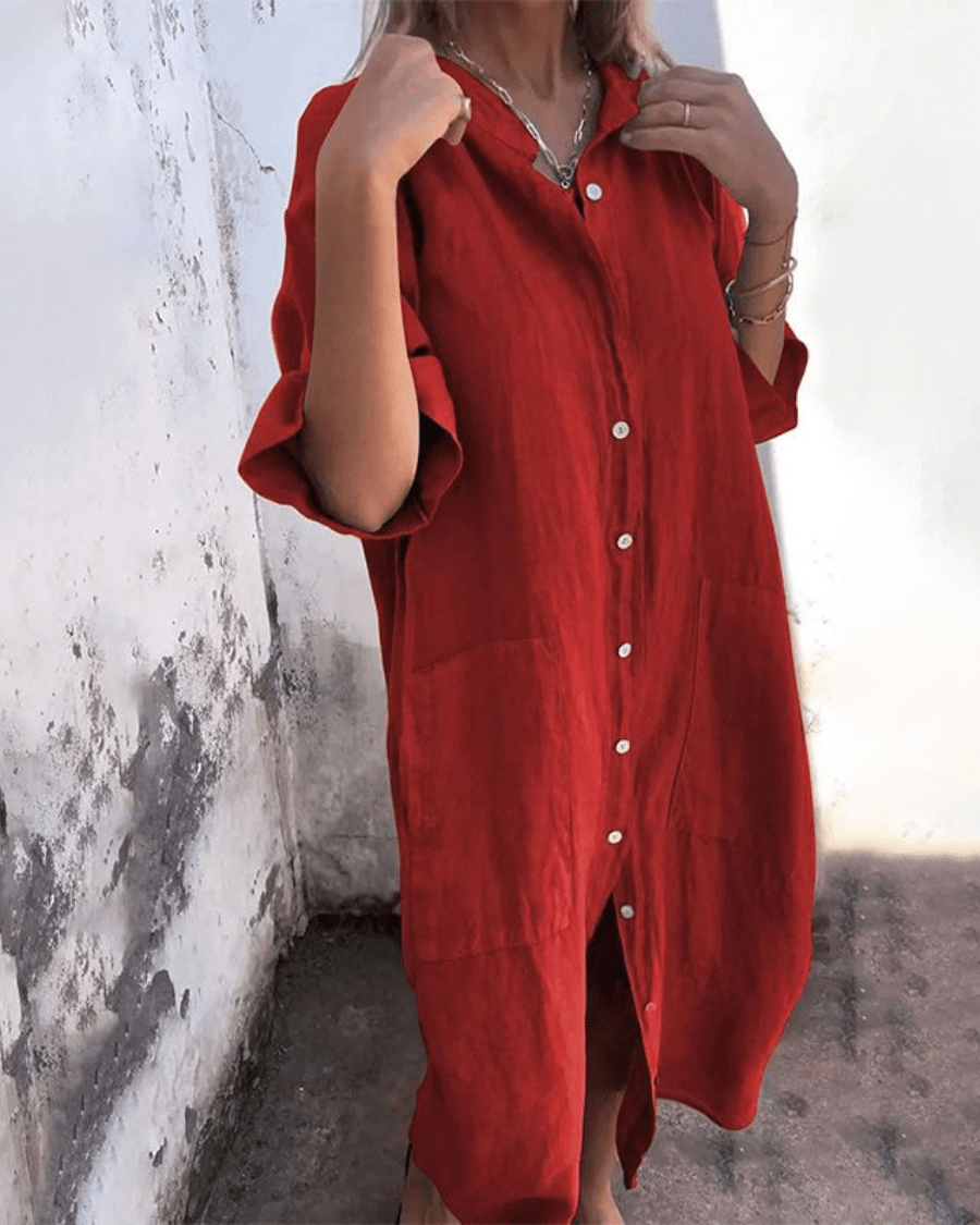 Valerie | Boho Shirt Dress Relaxed Fit With Breathable Draped Shape - Nalani - Fashion Clothing and Decor