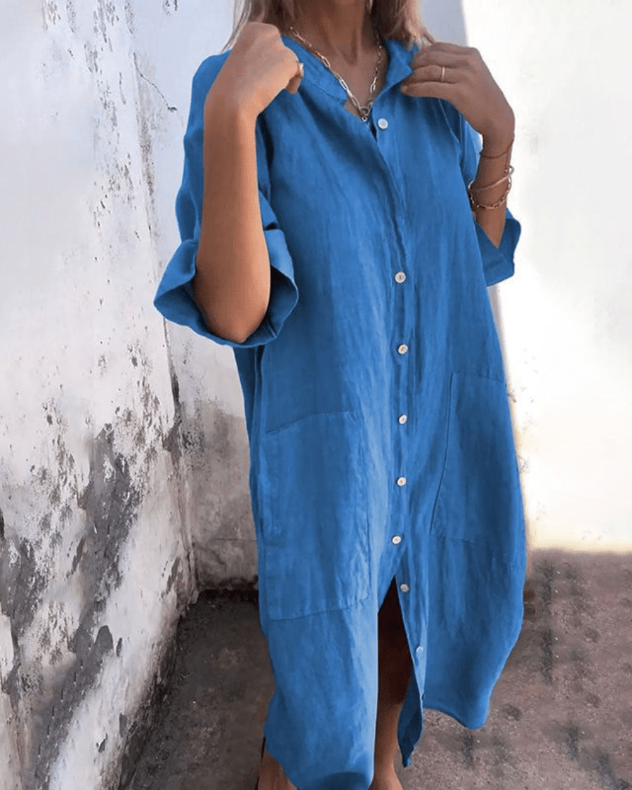 Valerie | Boho Shirt Dress Relaxed Fit With Breathable Draped Shape - Nalani - Fashion Clothing and Decor