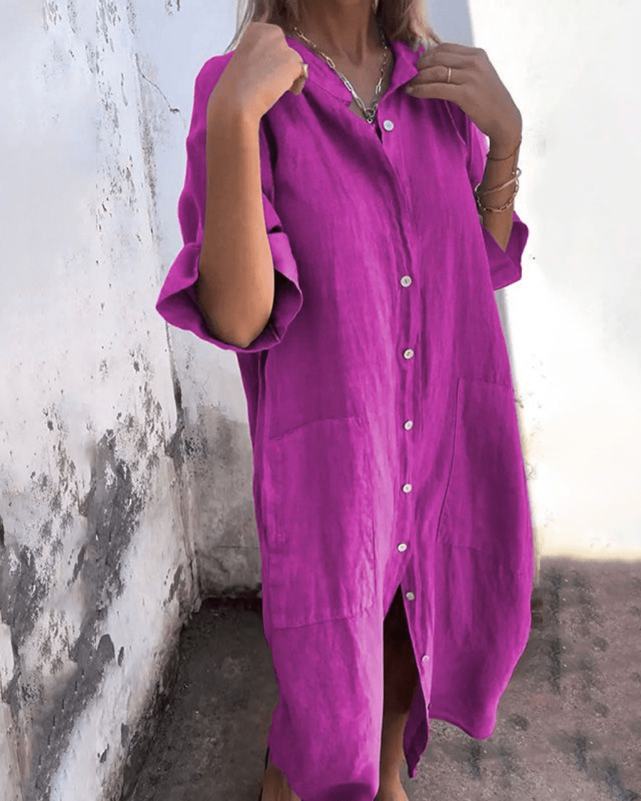 Valerie | Boho Shirt Dress Relaxed Fit With Breathable Draped Shape - Nalani - Fashion Clothing and Decor