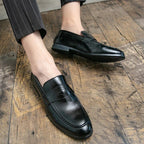 Varello Polished Penny Loafer Shoes Sleek Leather Slip - On For Office - Nalani - Fashion Clothing and Decor