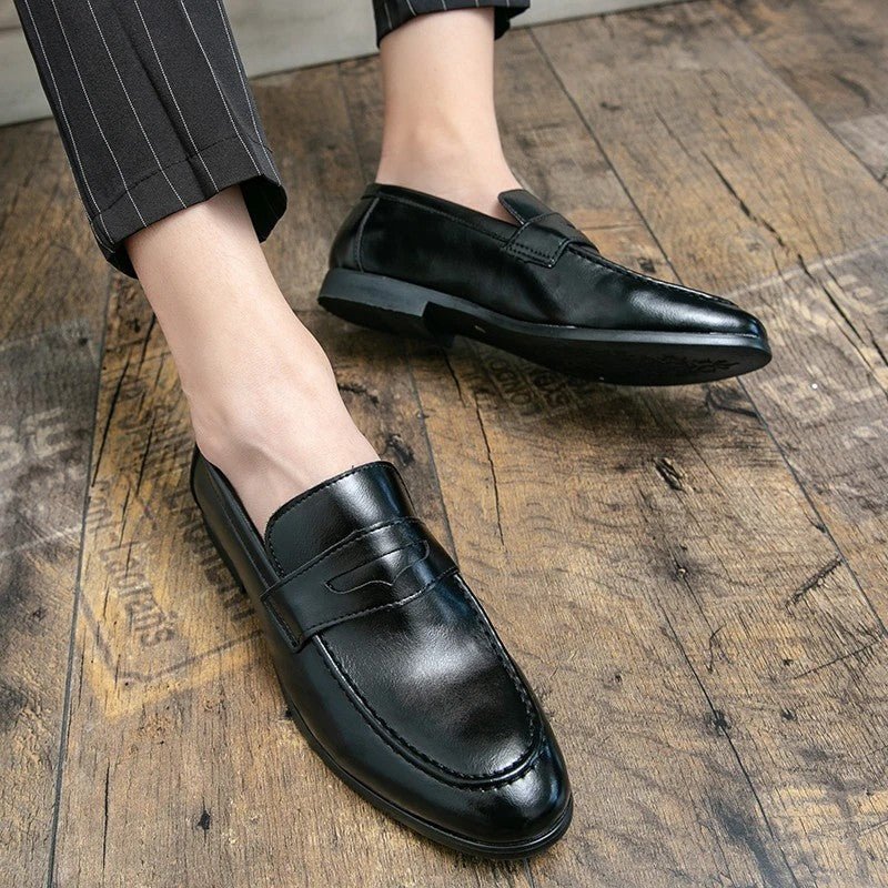 Varello Polished Penny Loafer Shoes Sleek Leather Slip - On For Office - Nalani - Fashion Clothing and Decor