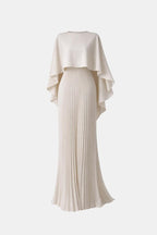 Veda | Pleated Chiffon Maxi Dress With High Neck Silhouette - Nalani - Fashion Clothing and Decor